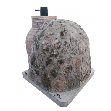 DOUBLE CHAMBER WOOD-FIRED OVEN WITH STOVETOP, FINISHED IN GRANITE STONE