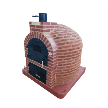 DOUBLE CHAMBER WOOD-FIRED OVEN WITH STOVETOP, FINISHED IN RUSTIC MUDEJAR BRICK