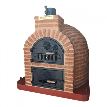 DOUBLE CHAMBER WOOD-FIRED OVEN WITH STOVETOP, FINISHED IN RUSTIC MUDEJAR BRICK