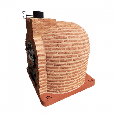 DOUBLE CHAMBER WOOD-FIRED OVEN WITH STOVETOP, FINISHED IN RUSTIC MUDEJAR BRICK